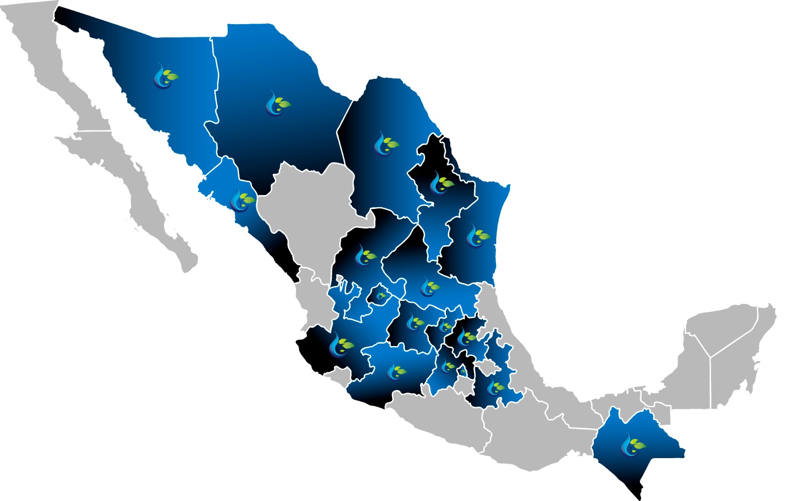 Mapa de cobertura de Tanques Pro Inver en México